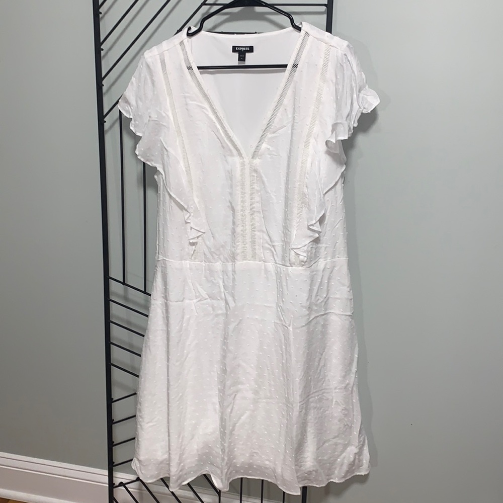 White ruffle sleeve dress